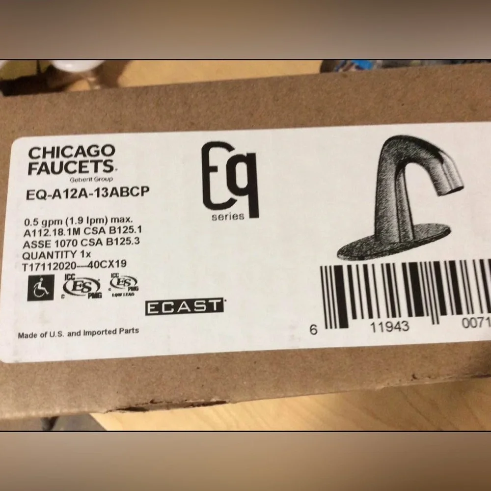 Chicago Faucets EQ-A12A-13ABCP EQ Curved Series Lavatory Sink Faucet Touchless